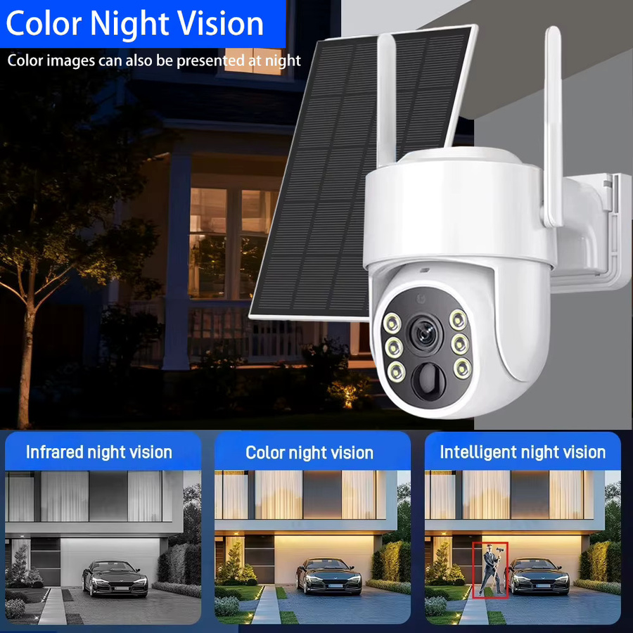 Tuya 5MP Wifi PTZ Solar Kamera mit PIR Erkennung und Farb-Nachtsicht für Outdoor Home Security in Weiß - Bild 4