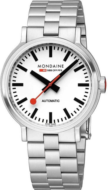 Mondaine Herrenuhr Automatik, Edelstahl, 41 mm, Weiß, Saphirglas - Bild 1