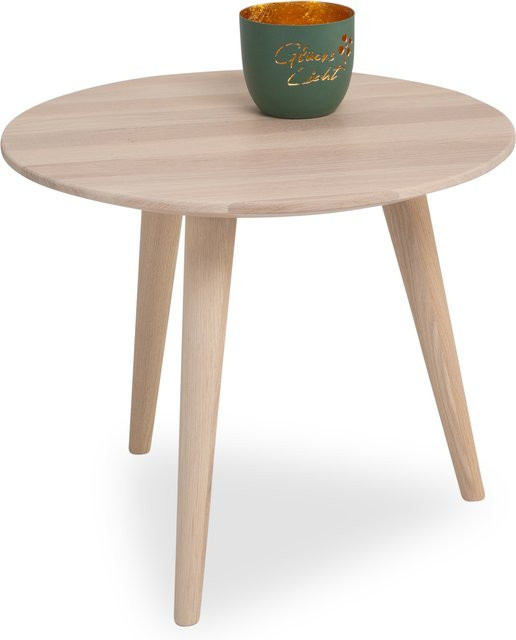 Couchtisch HARPER MANGUM aus Wild Oak in Braun und Beige, runder Holztisch mit geöltem Finish, B/T/H: 75 x 75 x 35 cm - Bild 1