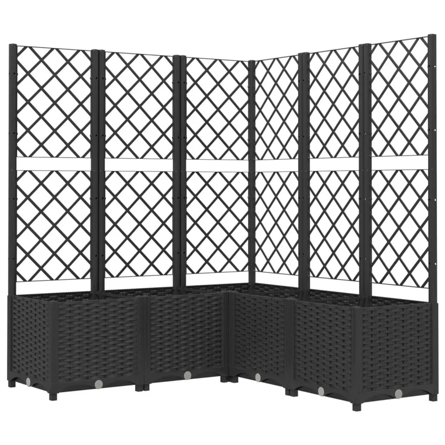 vidaXL Pflanzkübel mit Spalier in Schwarz aus Kunststoff, B/T/H: 120 x 120 x 136 cm - Bild 2