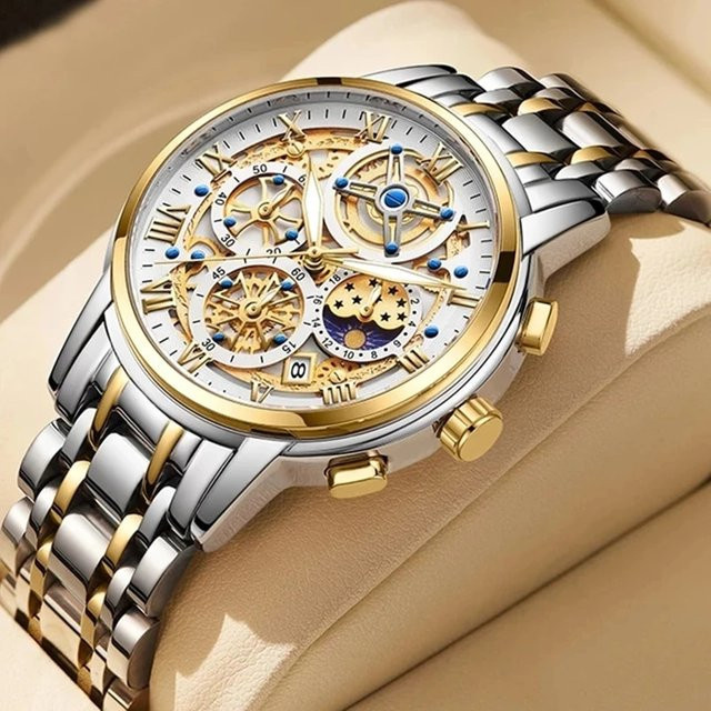 Lige Armbanduhr Chronograph, Quarz, Edelstahl, Herren - Bild 1