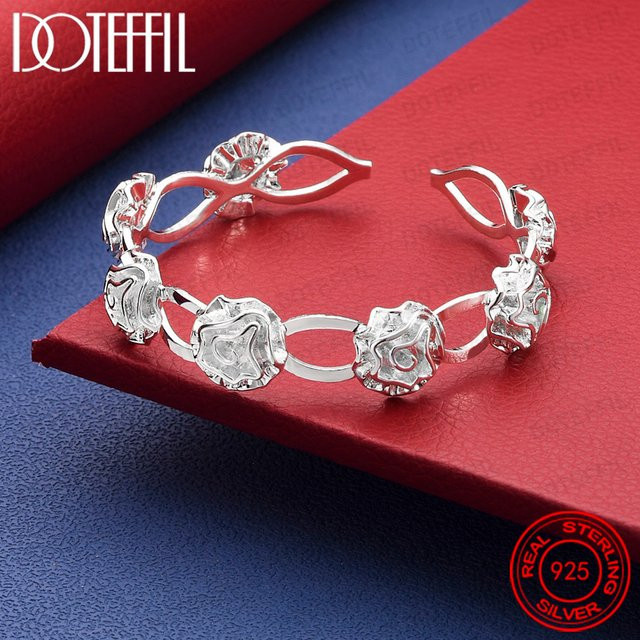 DOTEFFIL Armreif mit Rosenblüten, 925 Silber, Damen - Bild 1