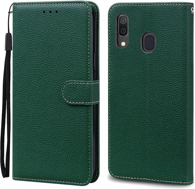 Samsung Galaxy A40 Leder-Brieftasche Klapphülle in Dunkelgrün für SM-A405F - Bild 1
