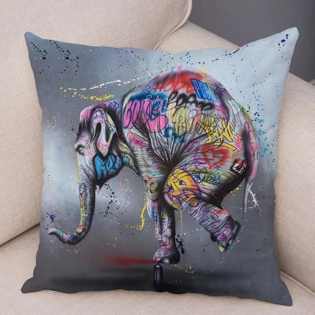 JMG Clothing Kissenbezug mit abstraktem Street Art Tier und Graffiti Gamepad Design, Mehrfarbig, B/B: 50 x 50 cm - Bild 1