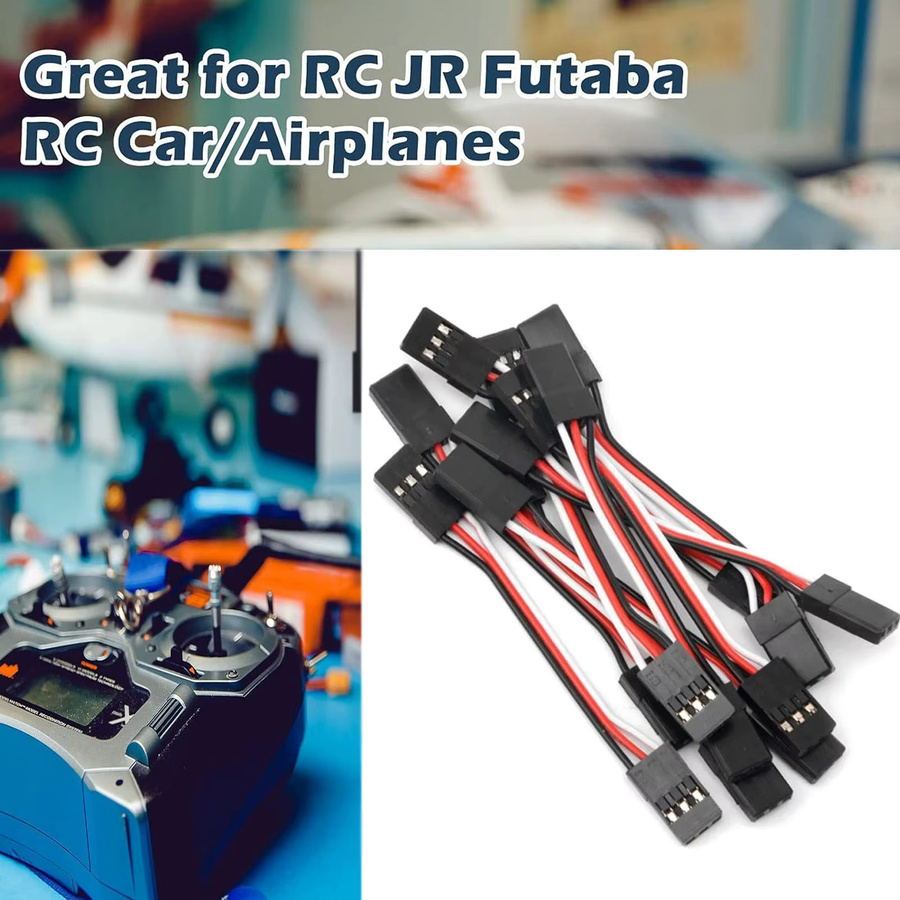 10er Set Servo Verlängerungskabel mit Stecker auf Stecker für JR Stecker, Farbe: Schwarz, geeignet für Flugzeuge, Quadcopter und Spielzeugautos - Bild 3