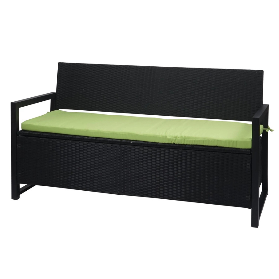 MCW Poly-Rattan 3er Sitzbank F39 Truhenbank mit Staufach und Sitzkissen in Anthrazit und Grün - Bild 2