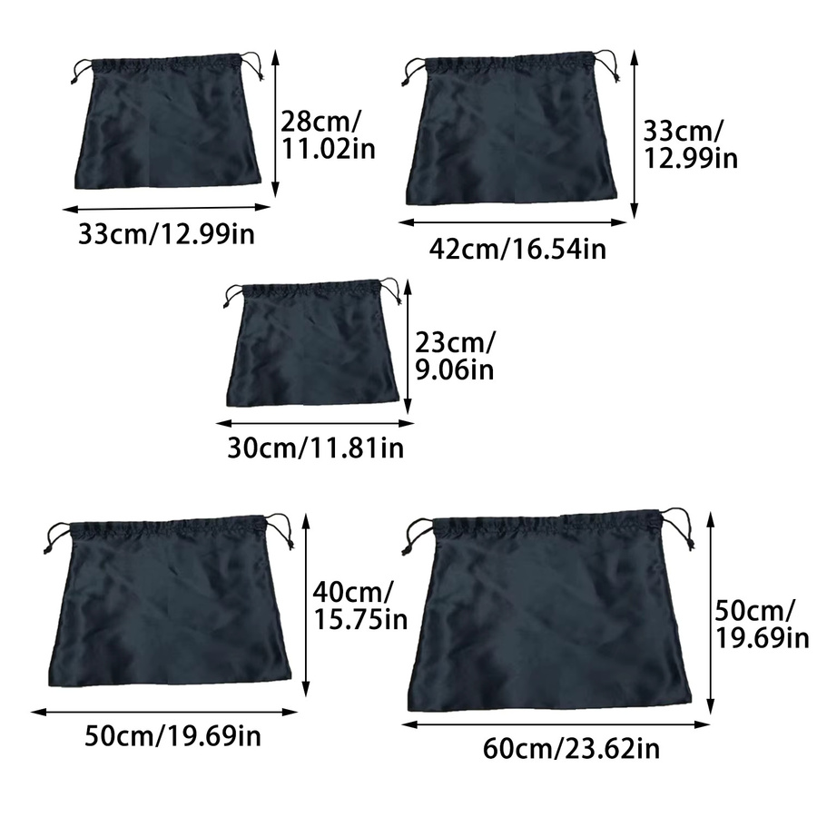 KAIGOTOQIGO Aufbewahrungstasche aus Satin in Schwarz mit Kordelzug zum Schutz vor Staub - Bild 3