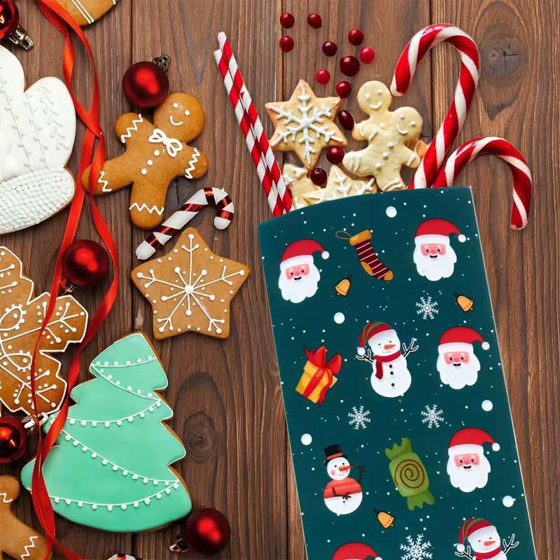 Staraise Weihnachtsgeschenktüten mit Drehverschluss aus Kunststoff, Motiv Weihnachtsmann, Schneemann, Rentier und Schneeflocke, Mehrfarbig, B: 27,2 cm, H: 12,5 cm - Bild 3