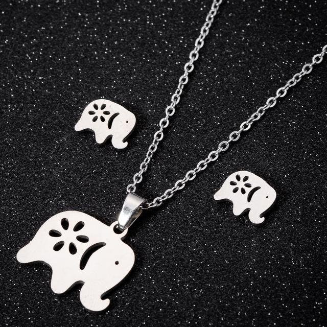 Wucifang Jewelry Schmuckset Elefant, Edelstahl, Schwarz, Damen - Bild 1