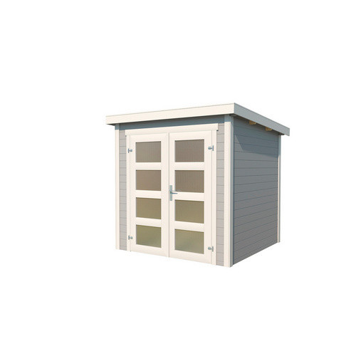 Lasita Gartenhaus Zambezi 2 aus Holz mit Flachdach in Lichtgrau B/H/T: 220 x 210,9 x 274,7 cm - Bild 3