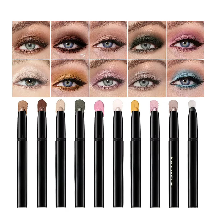 Creme-Lidschattenstift, schimmernd und mattbraun, 10 Farben - Bild 6