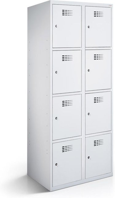 rotstahl Fächerschrank mit 8 Fächern und Scharniertüren in Hellgrau, B/T/H: 60 x 50 x 180 cm - Bild 1
