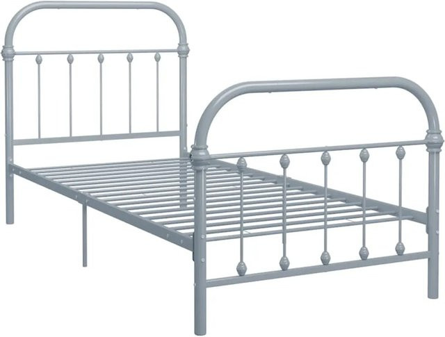vidaXL Bettgestell aus Metall in Grau, klassisches Design, B/T: 90 x 200 cm - Bild 1