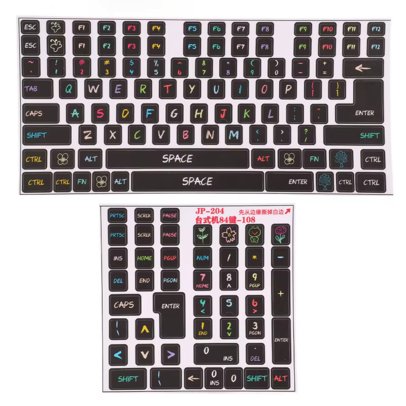 Dekorative Gaming-Tastaturaufkleber aus PVC für 84 bis 108 Tasten in Schwarz - Bild 6
