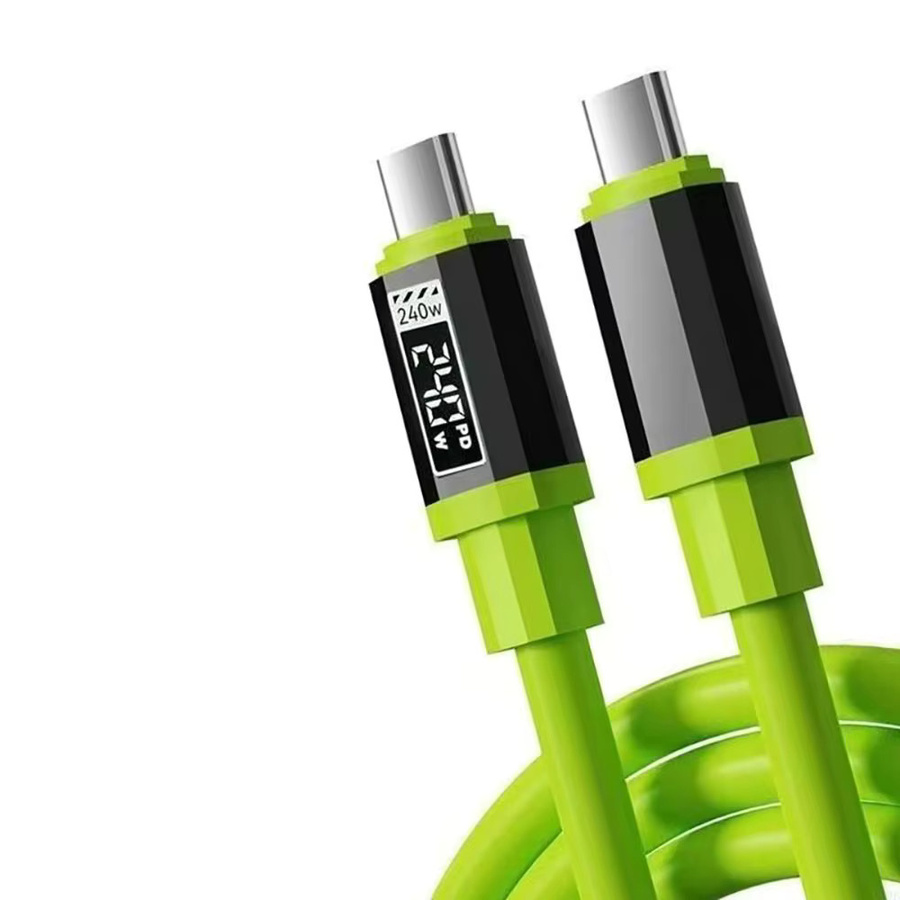 Multifunktionales USB-Typ-C-zu-Lightning-Ladekabel aus Aluminiumlegierung mit 240 W Schnellladefunktion in Grün - Bild 4