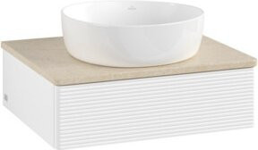 V&B Waschtischunterschrank Antao mit Frontstruktur und Beleuchtung in Weiß, B/T/H: 60 x 50 x 19 cm - Bild 1