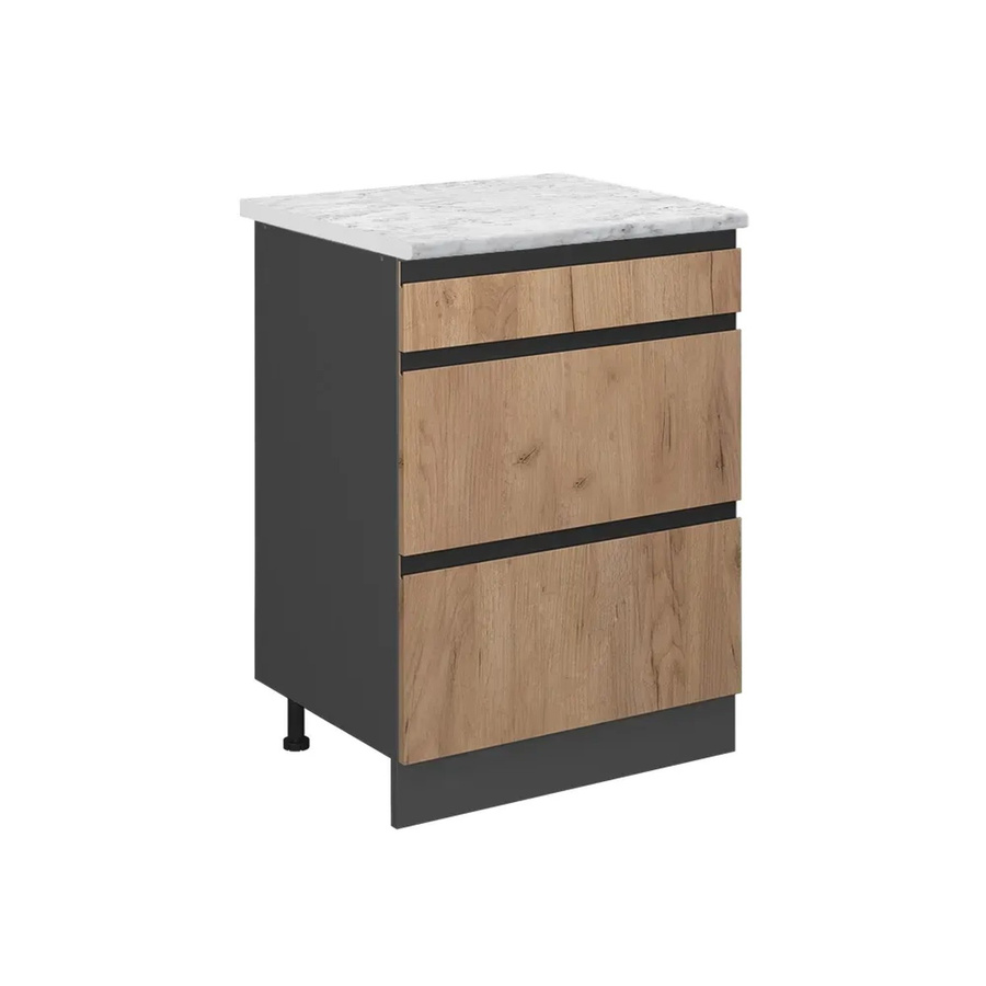 Vicco R-Line Schubladenschrank für die Küche in Goldkraft Eiche und Anthrazit mit Marmor-Optik, Breite: 60 cm - Bild 2