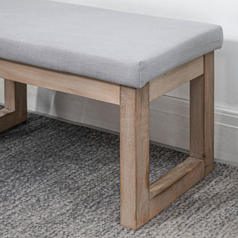 HOMCOM Polsterhocker in Leinenoptik mit Holzbeinen, Grau, B/T/H: 68 x 38 x 42 cm - Bild 4