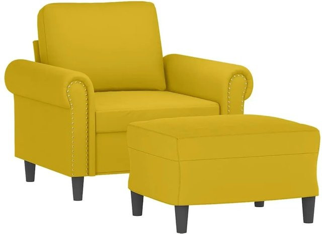 vidaXL Sessel mit Hocker in Gelb aus Samt und Metall - Bild 1