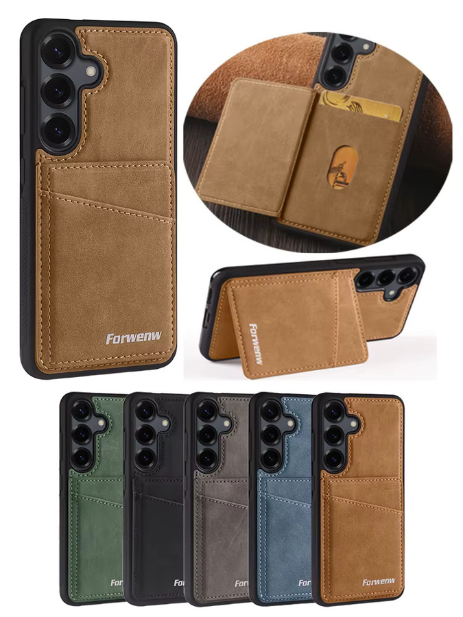 Leder-Handytasche für Samsung Galaxy A14 A15 A16 A17 A34 A35 A36 A54 A55 A56 4G/5G mit Kartensteckplätzen in Braun - Bild 5