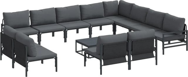 vidaXL 13-tlg. Garten-Sofa-Set Anthrazit aus pulverbeschichtetem Stahl mit Polstern und UV-Beständigkeit - Bild 1