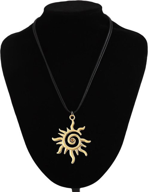 YULIN Halskette, Sonne Anhänger, schwarzes Seil, Gold, Damen - Bild 1