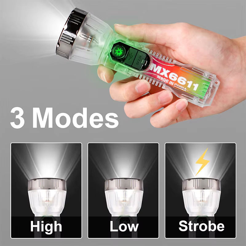 ESMARTER Tragbare transparente Taschenlampe mit Solar- und USB-Aufladung, wasserdicht mit 3 Beleuchtungsmodi für Outdoor, Abenteuer und Angeln - Bild 2