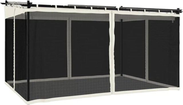vidaXL Pavillon mit Netzwänden aus Stahl und Polyester, Beige, B/T/H: 400 x 300 x 230 cm - Bild 1