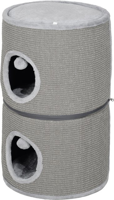 Pawhut modularer Katzenturm von Aosom in Grau mit 3 Ebenen, Kratztonne, Höhle und integriertem Spielzeug, Höhe: 69 cm - Bild 1