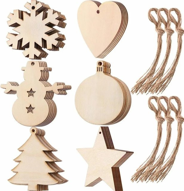 DIY Holz Weihnachts Kugeln Beige Runde Anhänger für Bastelarbeiten und Dekoration - Bild 1