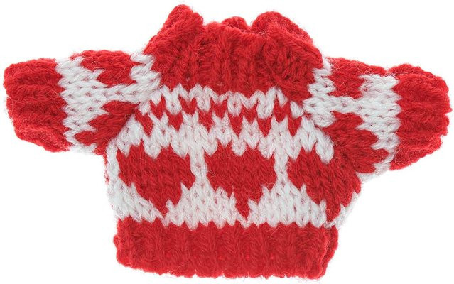 Rico Design Wichteltür Miniatur Strickpullover rot-weiß - Bild 1