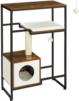 Feandrea Katzenbaum 2-in-1 Möbel in Vintage Wood mit Höhle und ersetzbarem Sisal, Multicolour - Bild 1