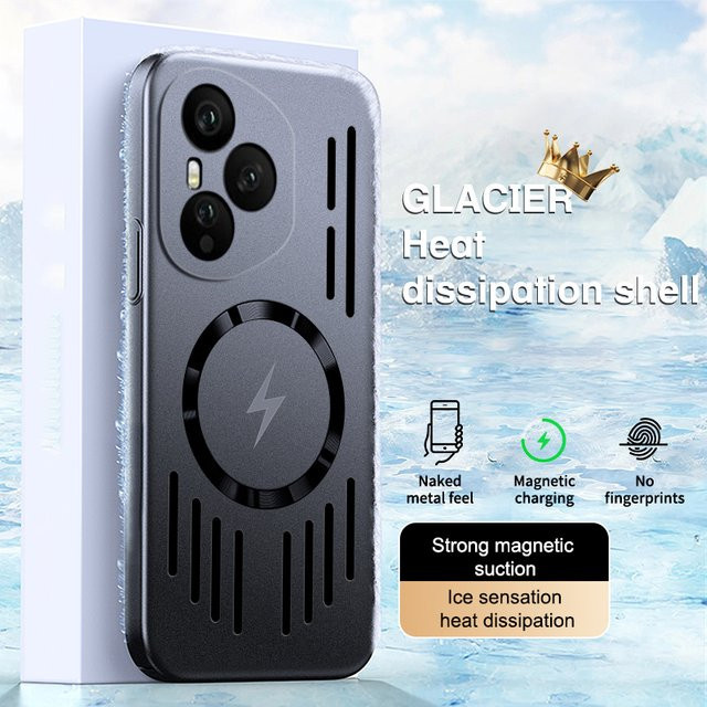Magnetische Schutzhülle aus PC und Metall mit Wärmeableitung für HONOR 400 Pro, X9C, Smart Magie 6, 7 und 8 Pro Lite in Lackoptik - Bild 1