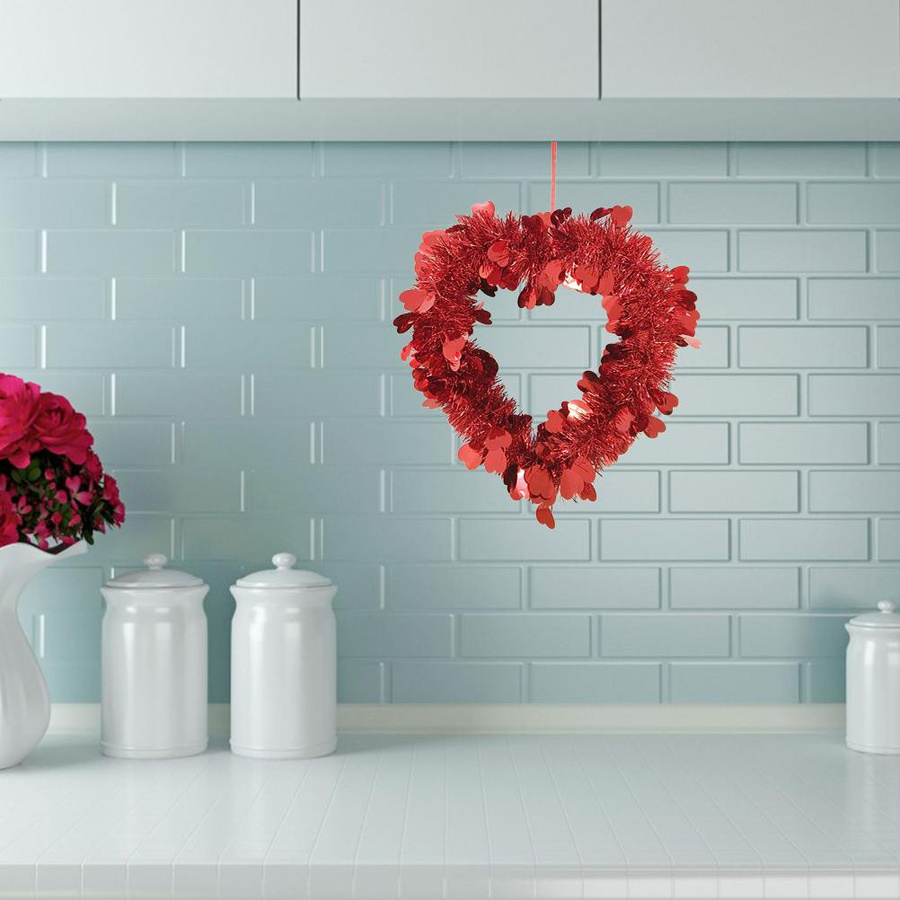 Herzförmiger Krappkranz von KONNWEI als künstliche Dekoration für Valentinstag und Hochzeit zum Aufhängen an Fenster, Wand oder Tür - Bild 3