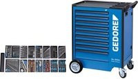 Gedore Werkzeugwagen 1500 ES-02-2004 mit 207-teiligem Werkzeugsortiment in Blau und Schwarz mit Arbeitsplatte, abschließbar und rollbar - Bild 1