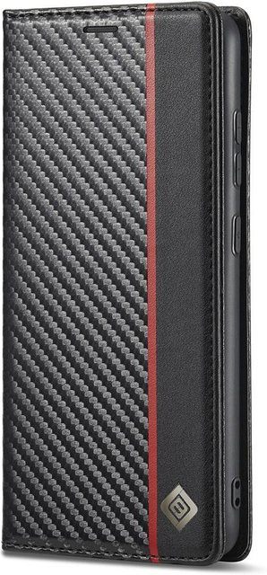 Samsung Handyhülle aus Kohlefaserleder als Brieftasche in Schwarz für Galaxy S25 S24 S23 Ultra FE A56 A55 A36 A35 A34 A25 A16 A15 und weitere Modelle - Bild 1
