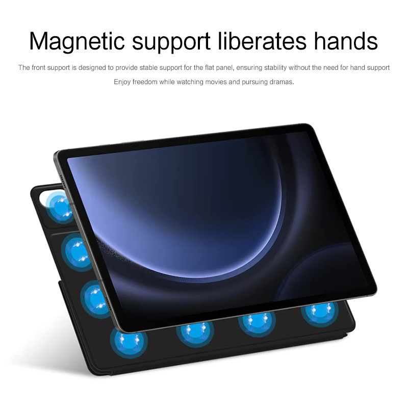 Magnetische Smart Book Cover Schutzhülle für Samsung Galaxy Tab S9 FE 10.9 Zoll SM-X510 SM-X516B in Schwarz - Bild 3