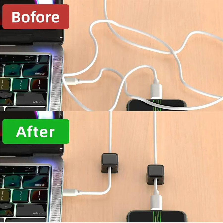 Maerknon Tragbare Magnetische Kabel Clips zur Kabelorganisation für Maus und Kopfhörer in Schwarz und Weiß - Bild 2