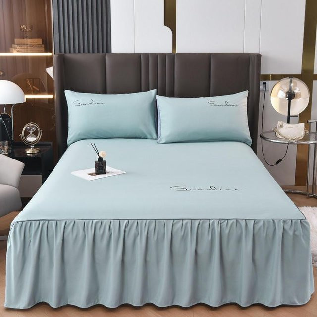 3-teiliges Bettset von Your Warm Home in Blau mit erhabener Spitze und rutschfester Unterseite, B/T: 100 x 200 cm - Bild 1