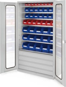 Kappes Grossraumschrank Mod. 25 mit Sichtfenstertüren in Grau aus Stahlblech, B/T/H: 113 x 59 x 195 cm - Bild 1