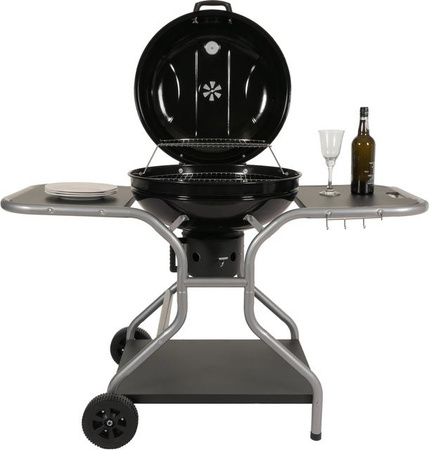 MCW Holzkohlegrill Grillwagen N16 aus Stahl Emaille in Schwarz mit Deckel und Griffmulde, B/T/H: 143 x 131 x 66 cm