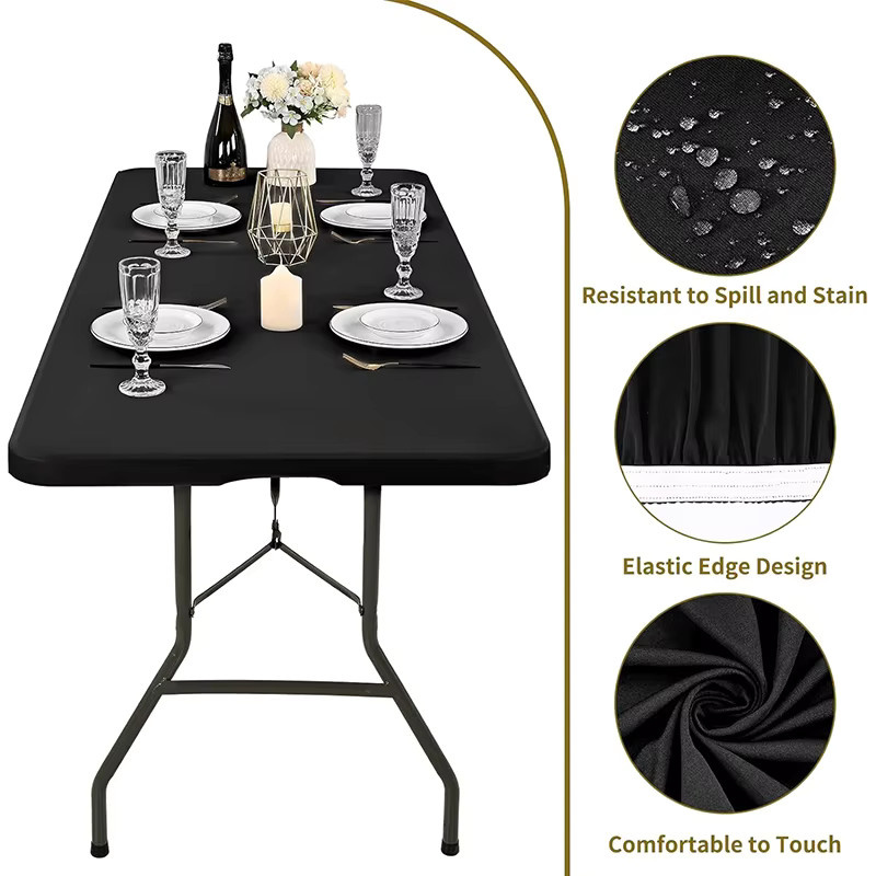LMETJMA Rechteckige Tischdecke aus Polyester, elastisch und waschbar, für Tische bis 1,8 m - Bild 1