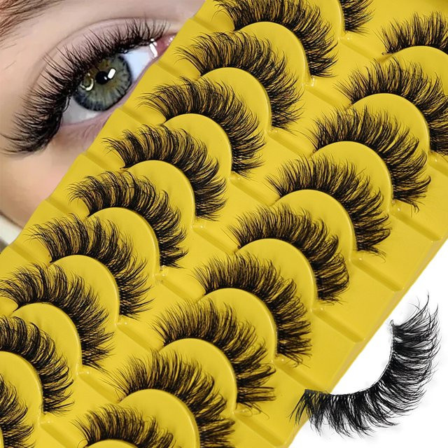 JIEFUXIN Künstliche Wimpern Wispy Lashes 3D Volumen, 10 Paar, Black - Bild 1