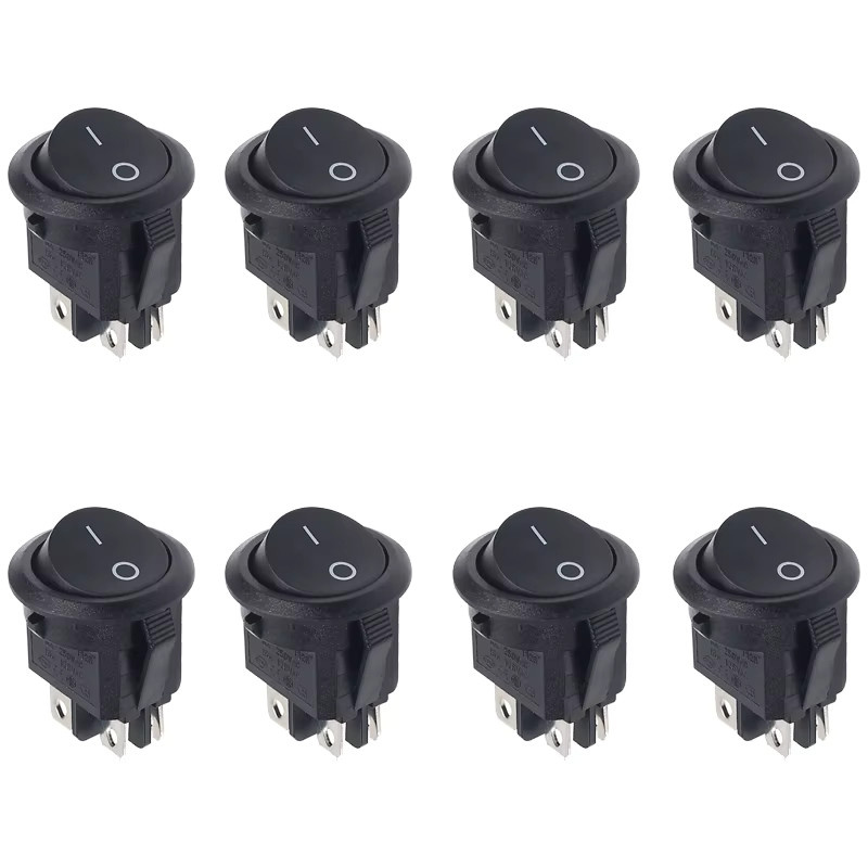 AOKIN 8er Set runde Kippschalter, 4-polig, schwarz, Ein/Aus, 6 A 250 V / 10 A 125 V AC - Bild 5