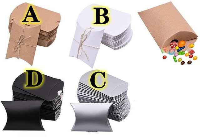 50 Stück Kissen-Geschenkboxen aus Kraftpapier in Braun für Hochzeiten, Geburtstage und Weihnachtsdekorationen - Bild 1