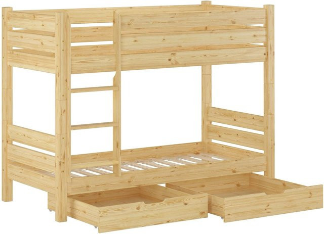 Erst-Holz Etagenbett aus Massivholz Kiefer in Braun mit Nische und Rollrost, B/T/H: 80 x 190 x 200 cm - Bild 1