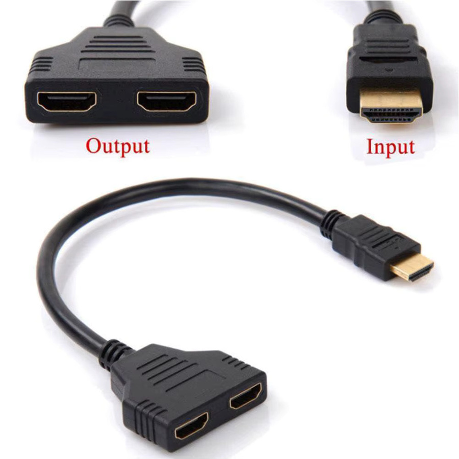 HDMI Splitter Adapter 2.0 in Schwarz mit 1 Eingang und 2 Ausgängen für 4K UHD Auflösung - Bild 4