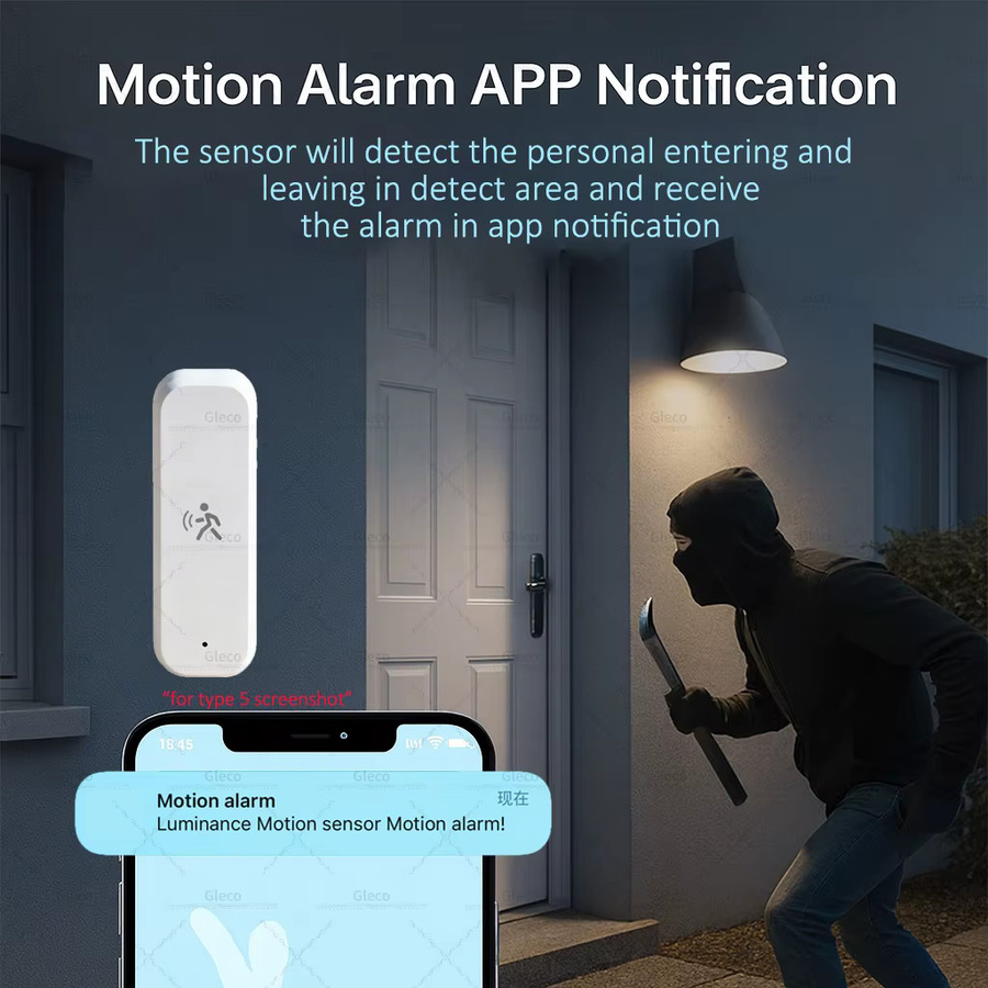 Gleco Zigbee Human PIR Bewegungsmelder mit Licht-, Temperatur- und Feuchtigkeitserkennung in Weiß für Tuya Smart Life und MQTT Home Automation - Bild 4