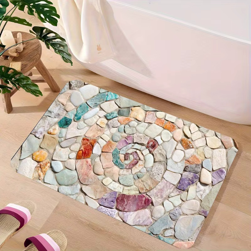 VIKAMA Schnelltrocknende Diatomeenerde-Badematte mit Stein-Spiral-Design in Multicolour - Bild 2