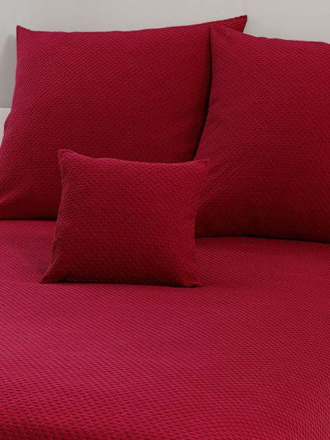 Tagesdecke von Pereira da Cunha in Rot aus 100% Baumwolle mit Waffelmuster und Jacquard-Webung - Bild 1